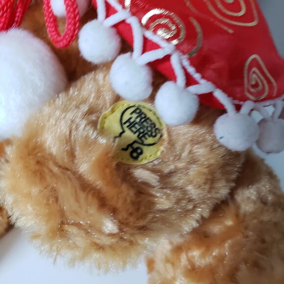 Aurora Battery Operated Christmas Bear Santa Elf Brown Teddy Bear Red Outfit - Picture 2 of 8